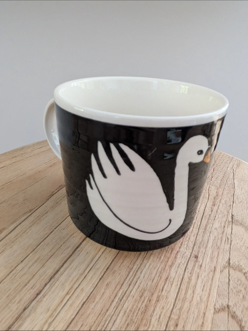 Ceramic Black Swan Mug - White Swans